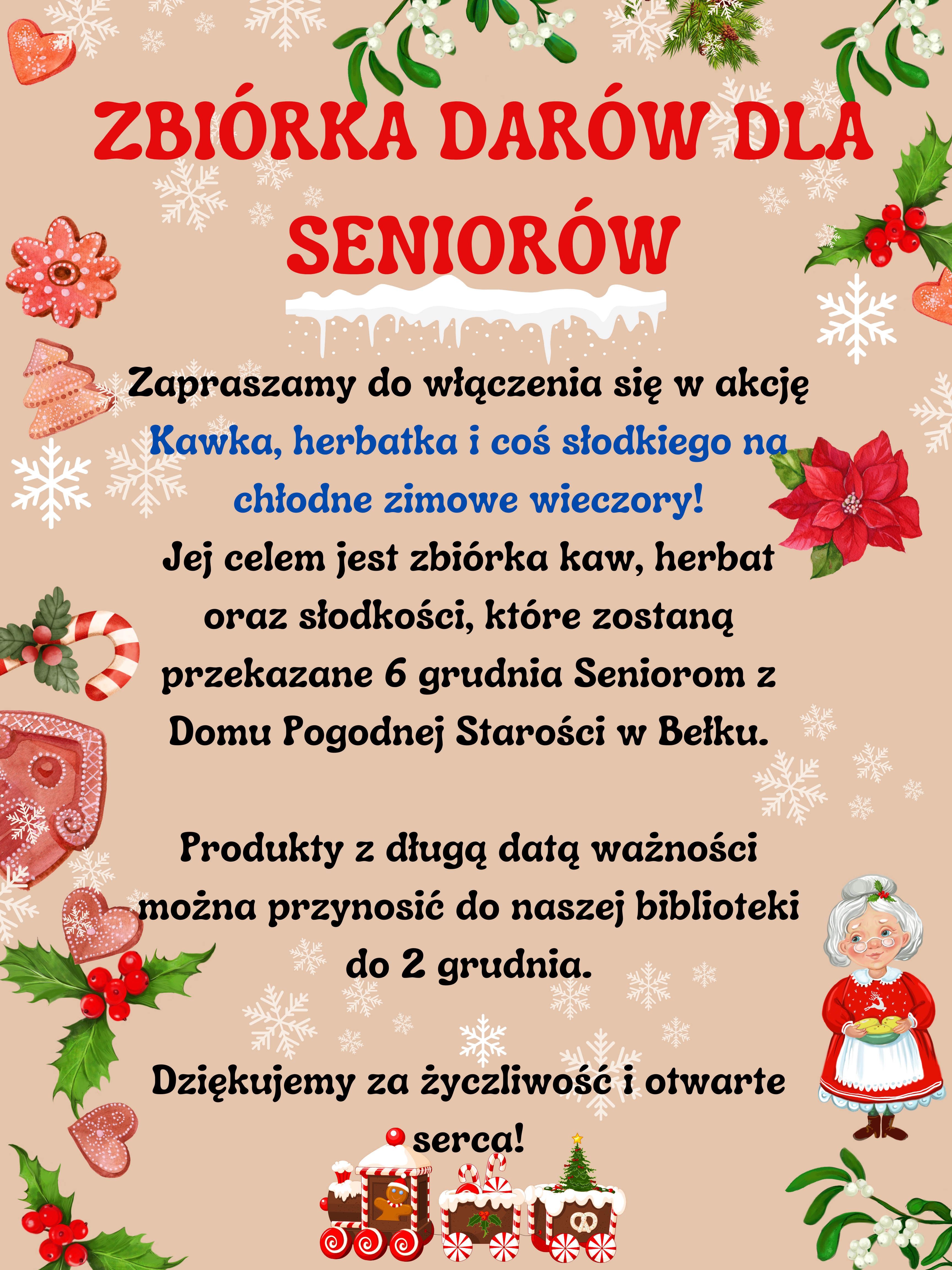 Zbiórka słodyczy, kaw i herbat dla Seniorów